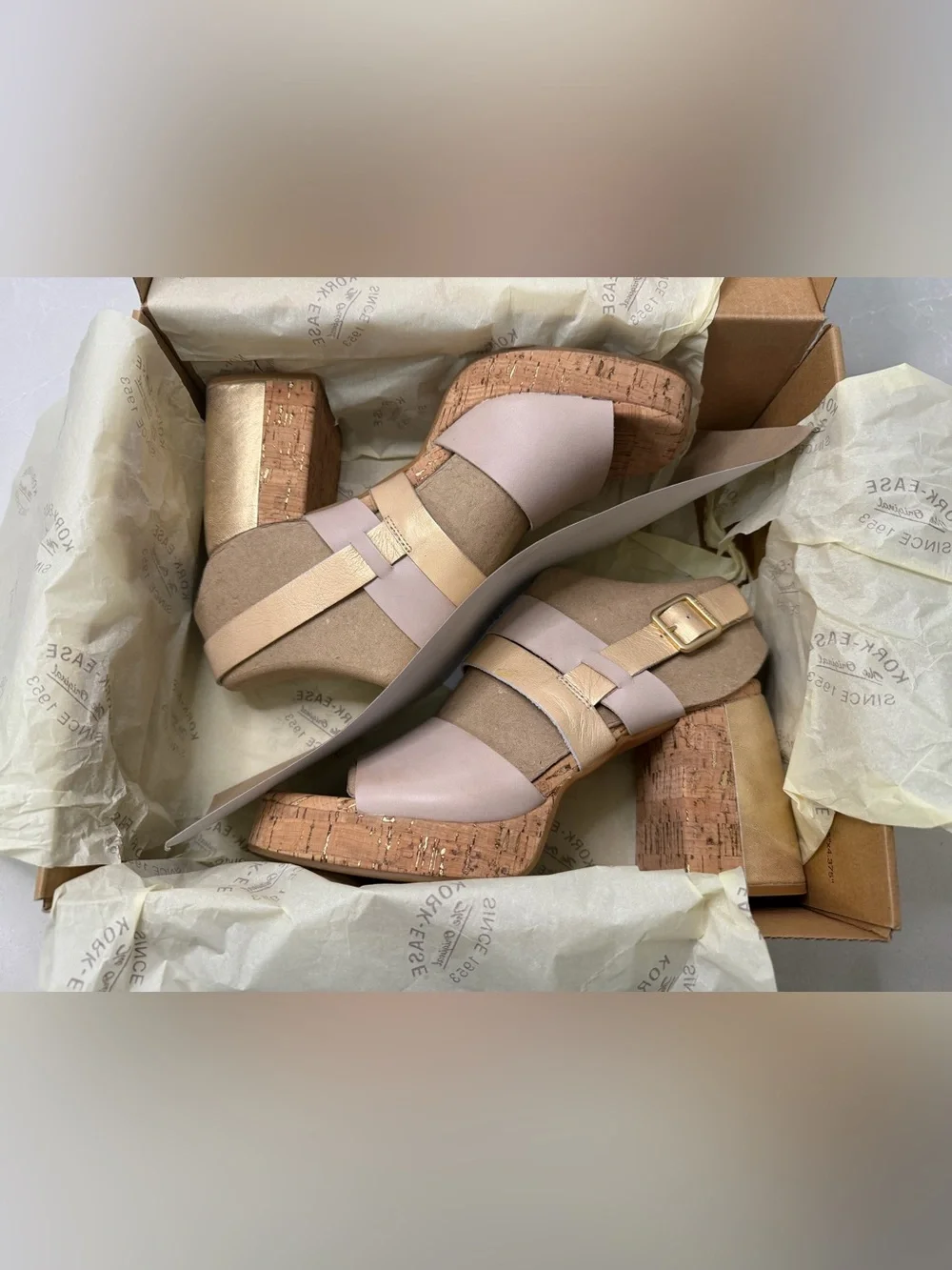 New Kork-Ease Maxi Platform Sandals Nude Gold Cork, 9